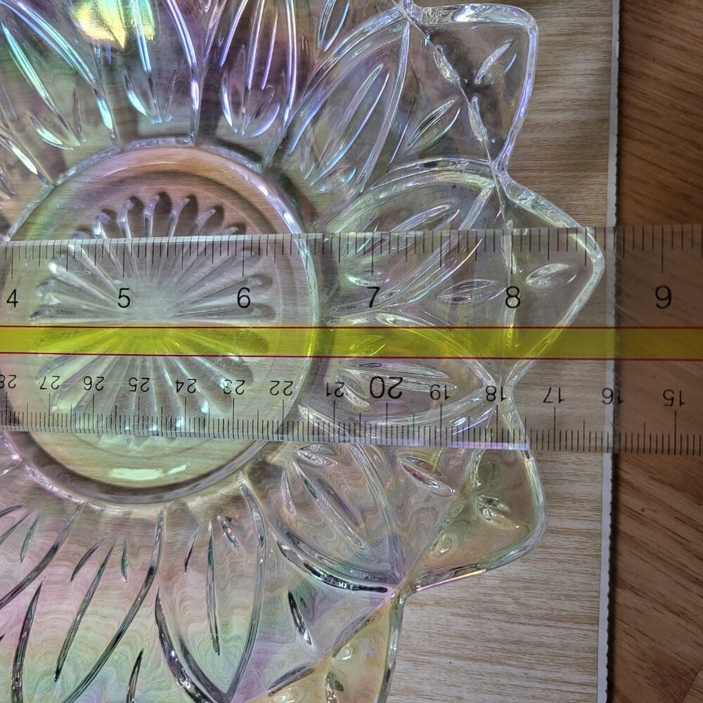 Vintage Federal Glass Stunning Clear Iridescent Petal Bowl 8.5" - Picture 7 of 16